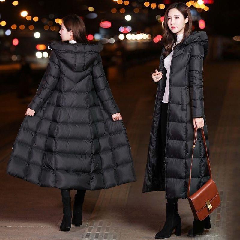 Zimowa swobodna kurtka parka damska czarna długa puchowa elegancka kurtka vintage streetwear zagęścić ciepłe gładkie ubrania damskie