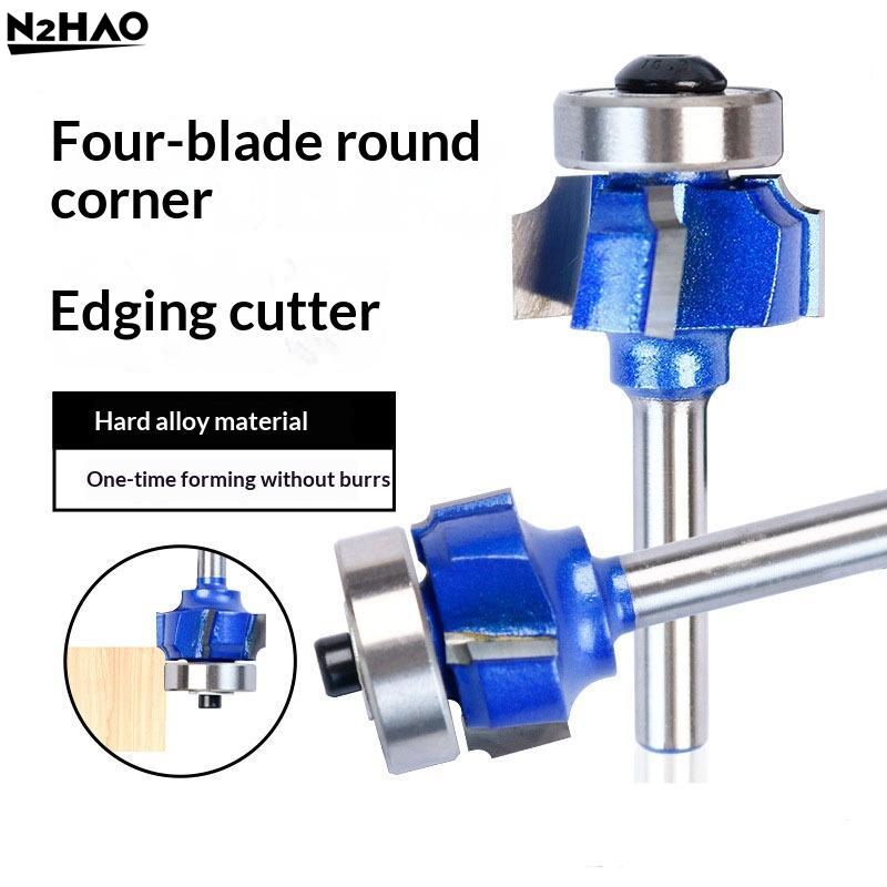 

6.35mm1/4 Shank Round Router Bit R1 R2 R3 4 Corner Woodworking Milling Cutter Trim Knife Edge Alloy Steel Classical Cutter Bit A1