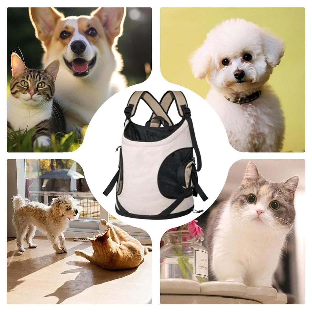 Cat Carrier Chest Bag Ergonomic Double-strap Breathable Dog Backpack Carrier Front Bag for Nail Clipping Traveling Walking