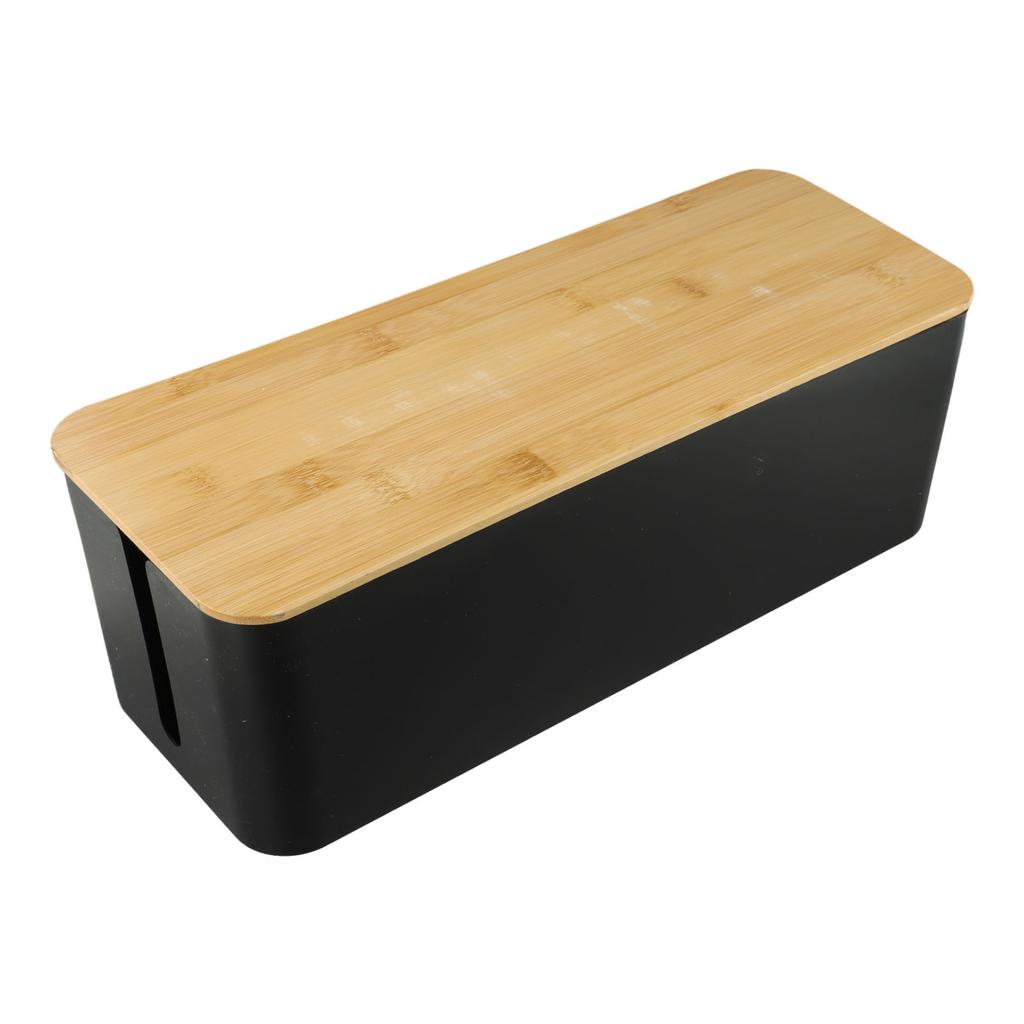 Cable Storage Box Large Cable Organiser Box With Wooden Lid For Cables Management Box Home Cable Winder Organizer