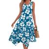 Women's Casual Fashion Round Neck Sleeveless Floral Print Irregular Hem Midi Dress