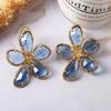 Ins Korea Fashion Crystal Flower Temperament Stud Earrings New Women Earrings Female Jewelry