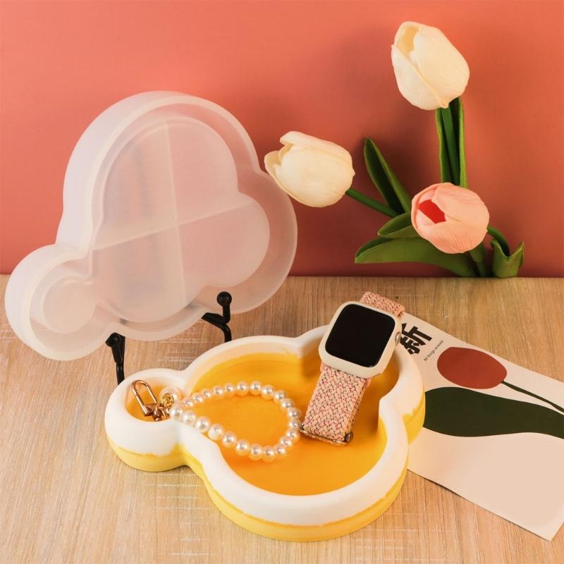 Durable Silicone Mold Resin Trays Making Moulds DIY Cloud/Plum Blossom Shape Dish Molds Storage Plate Casting Mould