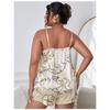 Plus Size Pajama Set Fashion Printed Casual Shorts Loungewear Set Sexy Backless Halter Pajama Suit