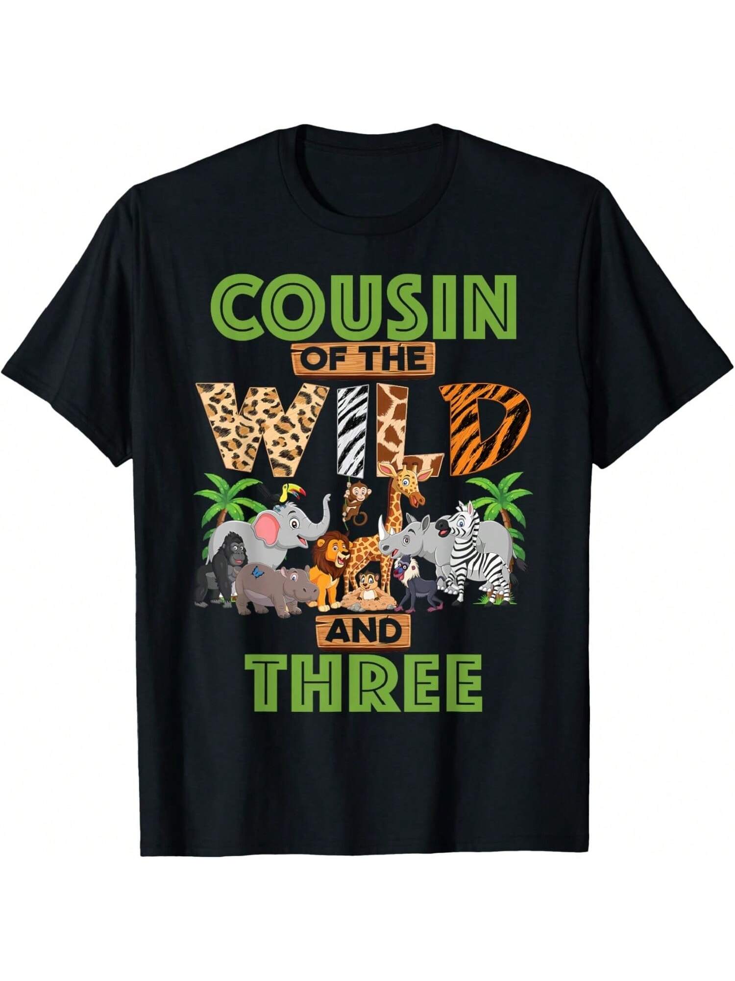 3rd Birthday Zoo Jungle Cousin Of The Wild And Three T-Shirt S разноцветный