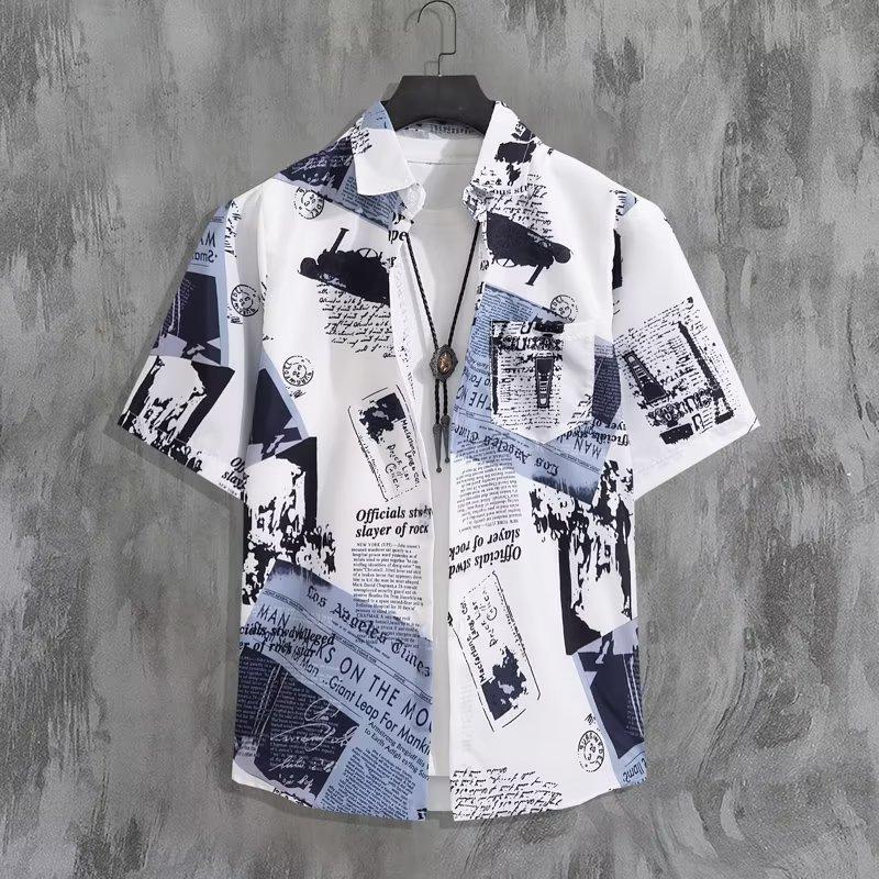 Summer Short-Sleeved Men S Shirts Men S Trendy Seaside Beach Vacation Casual Loose Shorts Sanya Travel Suit M