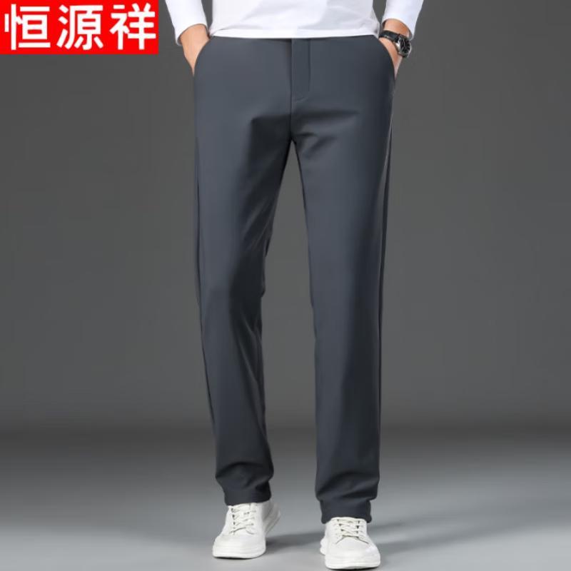 Hengyuanxiang Men s Winter Plush-Lined Straight-Leg Trousers 31