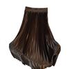 Maxi Skirt High Waist Glossy Long Skirt Solid Color Pleated Design Large Hem Dance Skirt Work Leisure Daily Wear