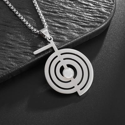 European and American Style Cut Titanium Steel Hollow Geometric Graphics Series Spiral Symbol Pendant 304 Material Stainless Steel Necklace