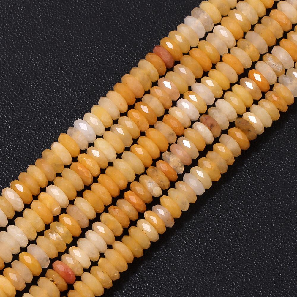 2x5mm Natural Yellow Faceted Rondelle Aventurine Stone Beads Flat Round Loose Spacer Charm Beads for Jewelry Making 7 inches
