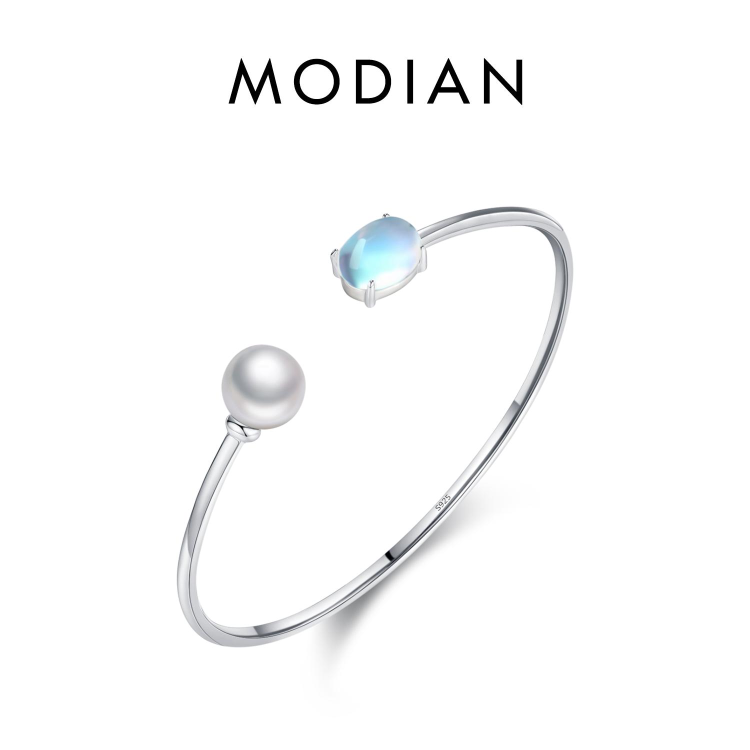 

Нарукавная повязка Modian Kristal Parel, стерлинговое серебро 925 пробы, Verstelbare Ovale Maansteen, повязка на руку, Voor Vrouwen Fijne Sieraden Cadeau серебряный