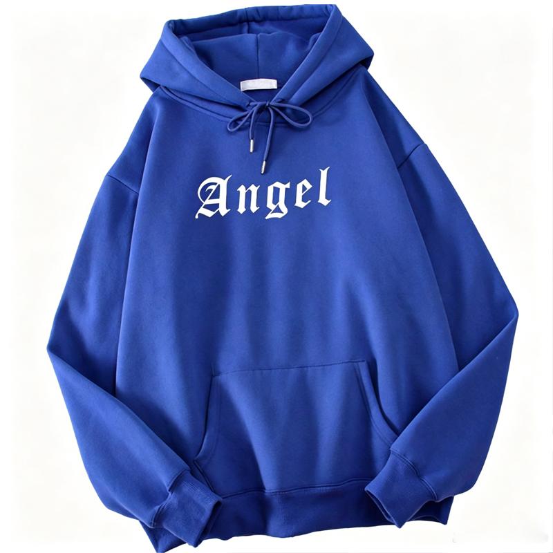 Felpe con cappuccio Angel Creativity Letter Printing Uomo Divertente Felpa alla moda Novità Spalla Drop Abbigliamento Felpa con cappuccio Harajuku da uomo