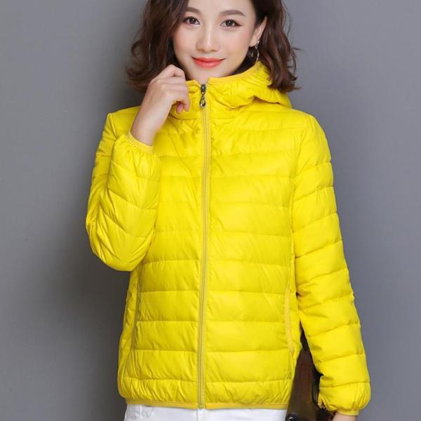 Chaqueta Plumífero Ultraligera para Mujer con Capucha Invierno Chaquetas de Plumón de Pato para Mujer Parka de Manga Larga Slim con Cremallera Abrigos