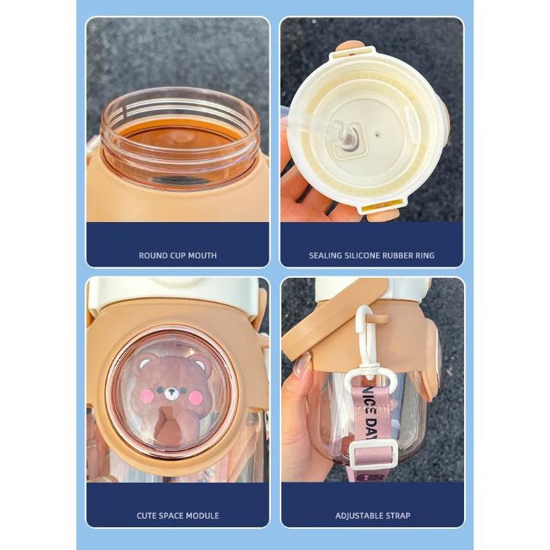 Cute Kids Water Bottles With Straw For Girls Children's 820ml Large Capacity Kawaii Cartoon Student School Travel Water Cup