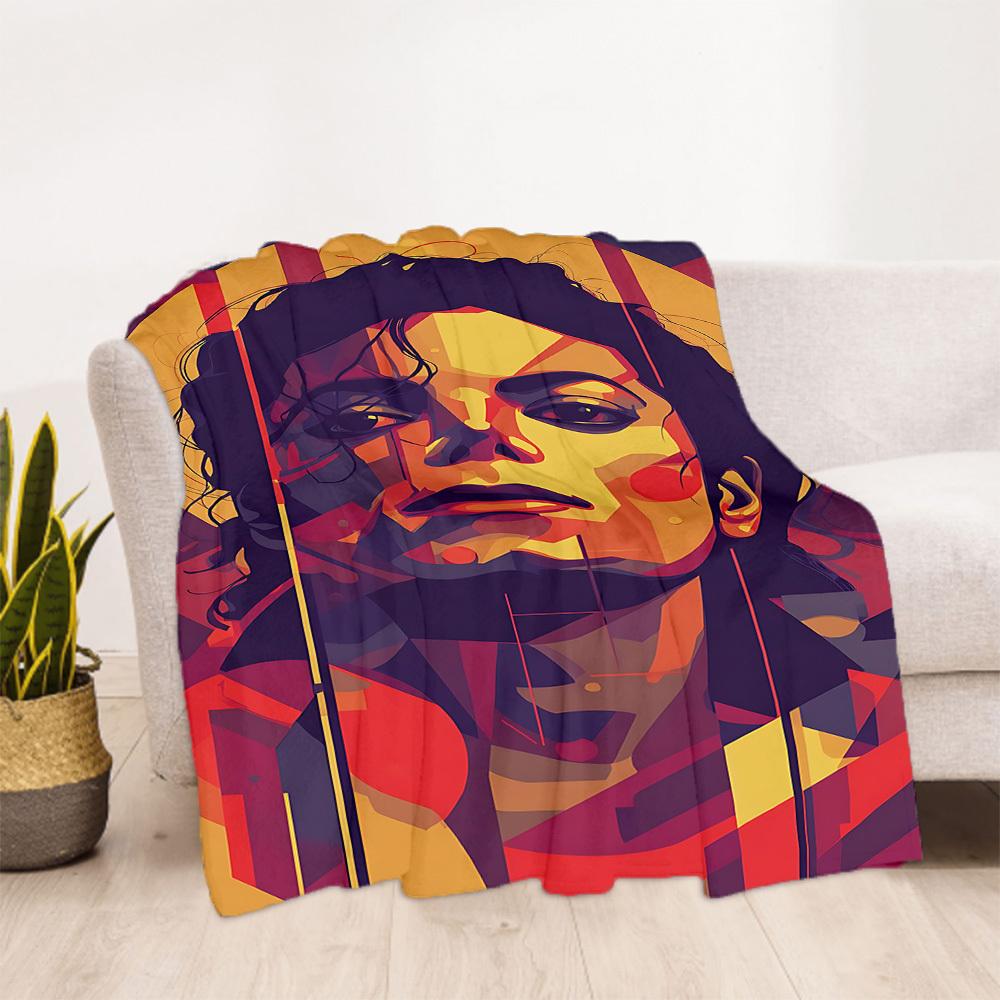 1PC Michael Jackson Outdoor Blanket Lightweight Flannel, Soft & Warm, All-Season Use for Sofa, Outdoor, Camping, Living Room, Office12