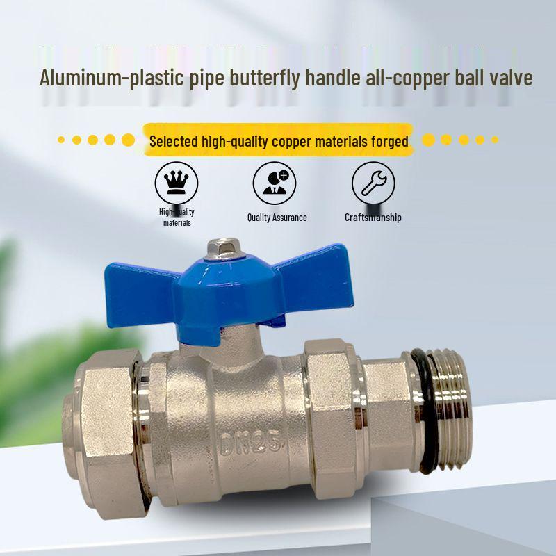 1-Inch Aluminum-Plastic Ball Valve for Underfloor Heating, 32mm External Thread Double Union Manifold.