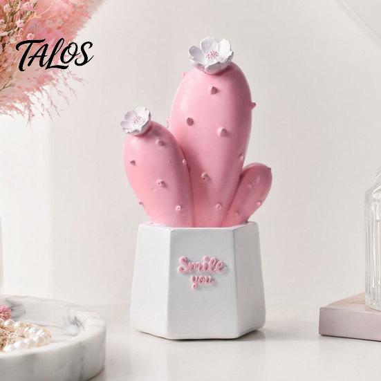 Durable Resin Home Decor Cactus Figurines Ornament, Desktop Decor, Multi-size Set Geometric Planters Ornament for Office