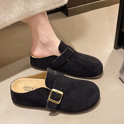 Moda suola spessa retrò testa di borsa mezzo zoccoli donna 2025 nuova primavera estate versatile a un pedale da esterno scarpe pigre