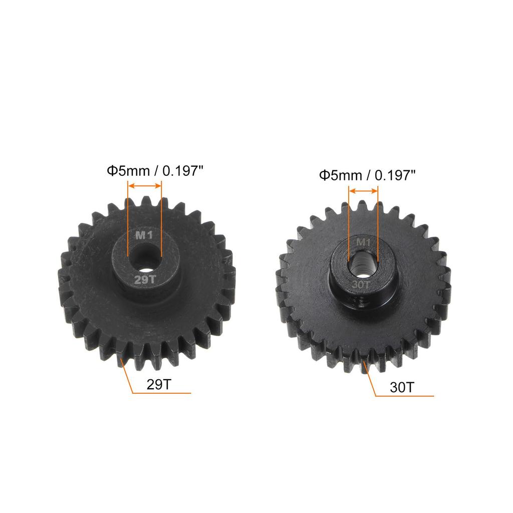 Uxcell Mod1 M1 Pinion Motor Gear Set, 29T/30T, for 5mm RC Motor Shaft, M1 Pitch Gear for RC Cars, Includes Hex Wrench, 2 Pieces