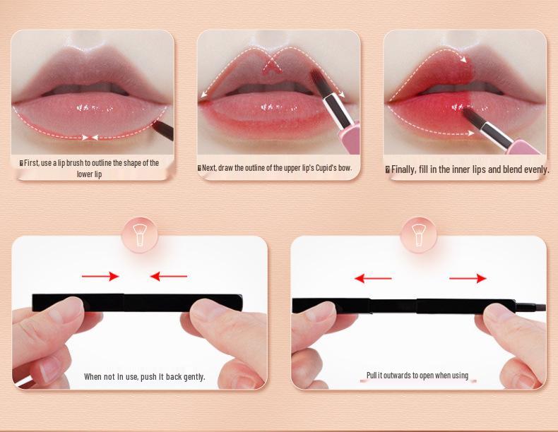 Retractable Lip Brush with Lid - Concealer and Lipstick Makeup Tool Compact