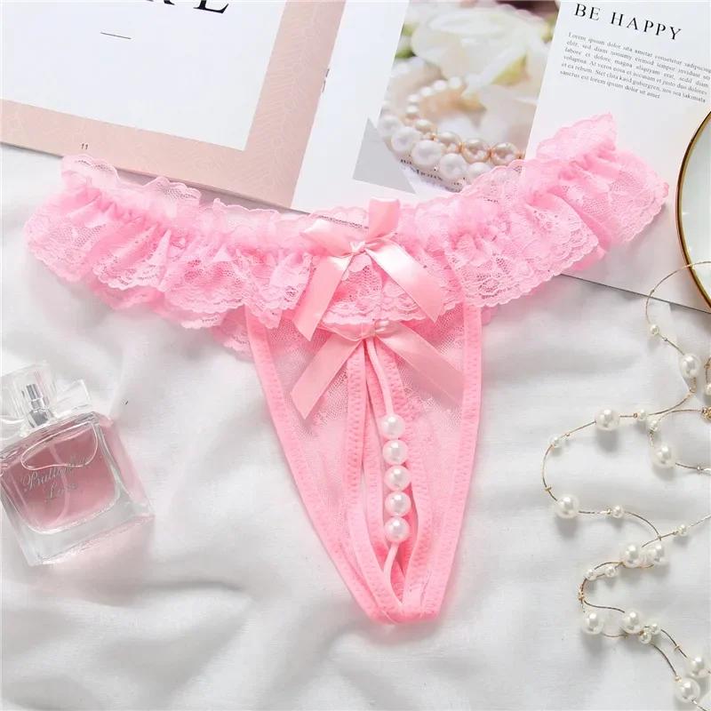 Sexy Lace Thong Women Butterfly Low Waist Panties G Strings Transparent Mesh Briefs Adjustable Waist Panties Culotte Femme