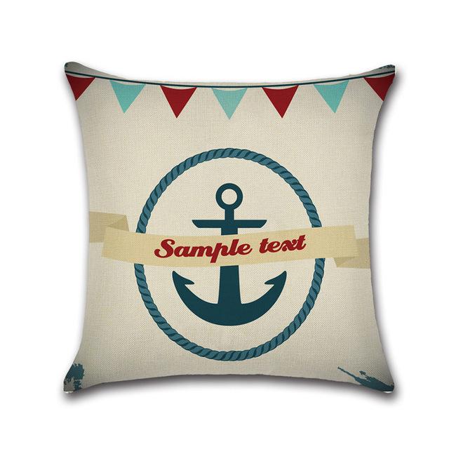 Anchor Series Cushion Cover Sea Style Ship Anchor Cotton Linen Pillow Case Boat Decorative Pillowcase Funda De Almohada Zt126