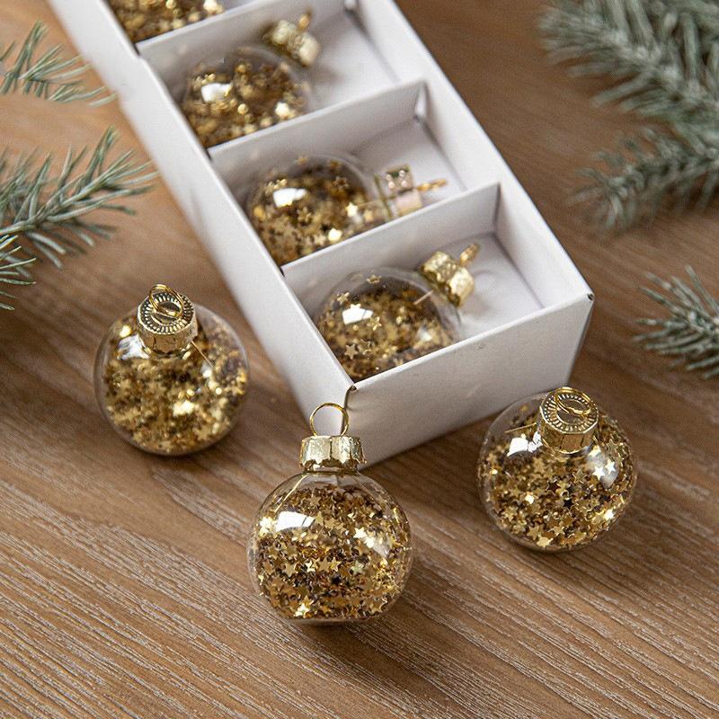 Sváteční závěsná dekorace Skleněná průhledná hvězda Přívěsek Křišťálová skleněná koule 4 cm Vánoční koule Dekorace pro sváteční akcent