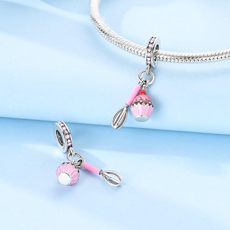Charms Original Copper Pink Egg Beater Pendant Cake Beads Fit Bracelet Women Jewelry Diy Fine Gift Accessory