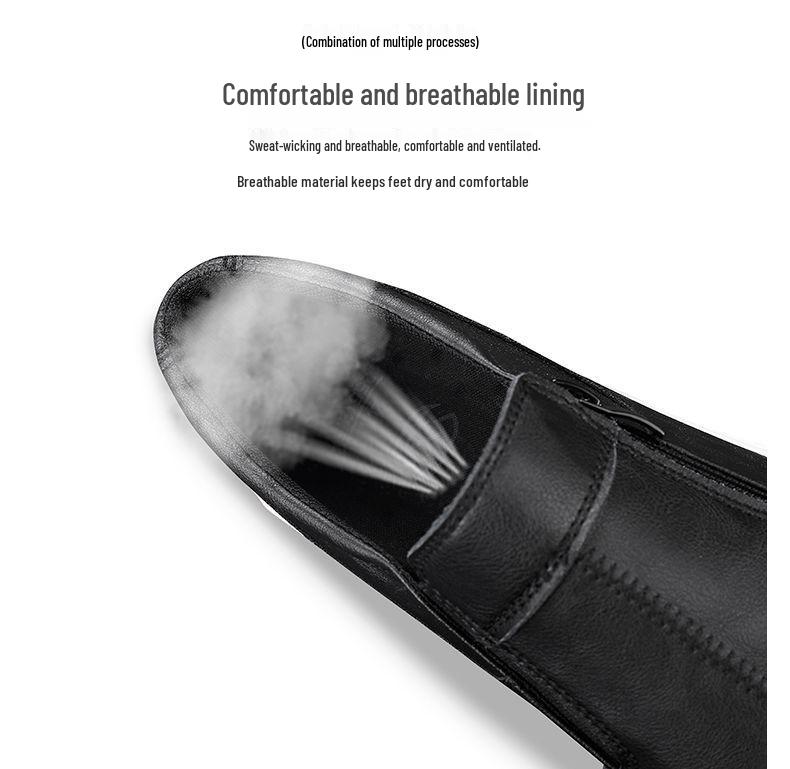 Korean Style Men's Breathable Leather Low-Top Casual Shoes - Soft Sole & Versatile Design for Spring/Summer.