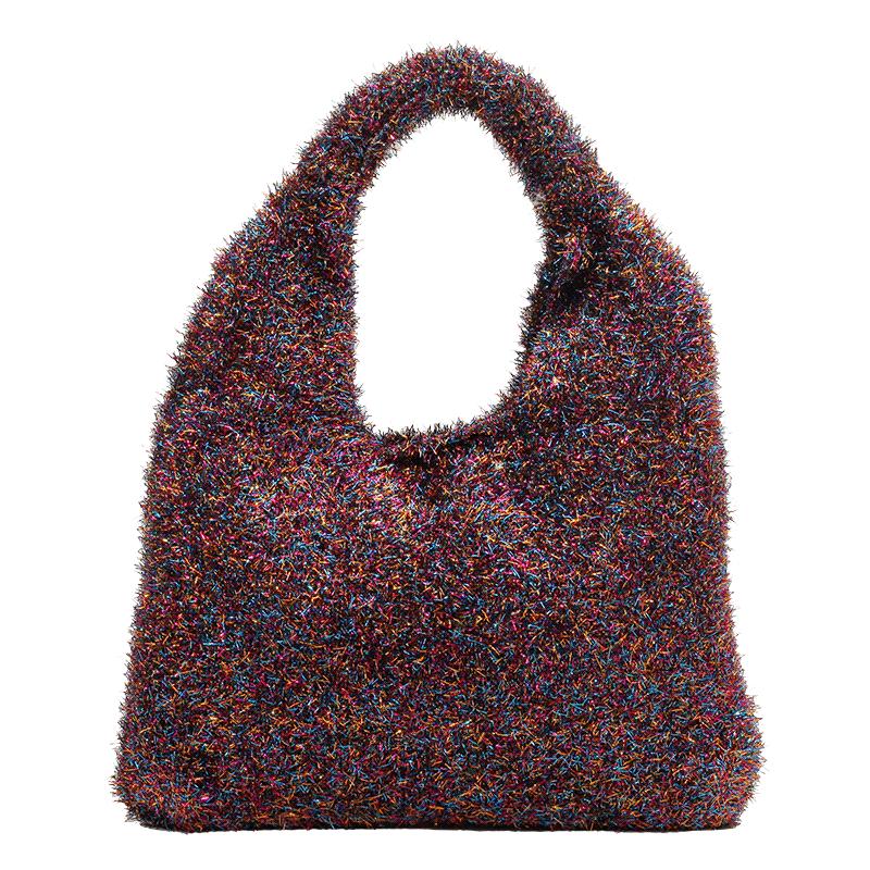 Polyester Shoulder Bags with Colored Thread for Ladies Solid Casual Bags New Fashion Trend