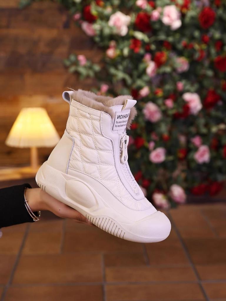 Neue Damenstiefel mit dicken Sohlen, rutschfest und abriebfest, hohe Baumwollstiefel, modisch und trendig, warme Schneestiefel