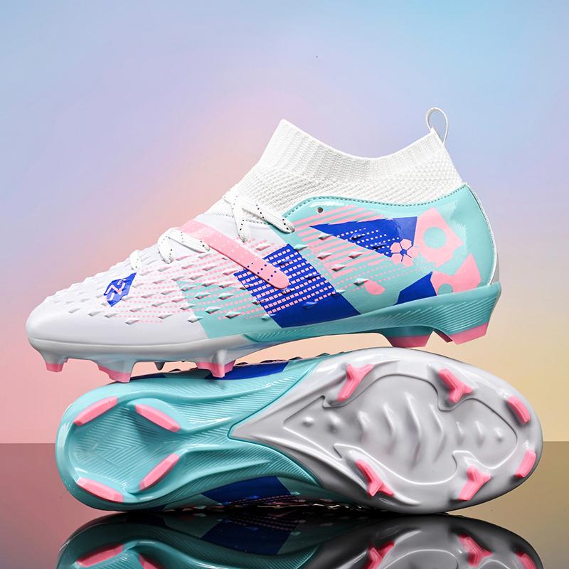 New Men Soccer Shoes High-Quality Outside High Ankle Ultralight Indoor Football Boots Boys Athletic Shoes Futsal Anti-Skid Athletic Shoes
