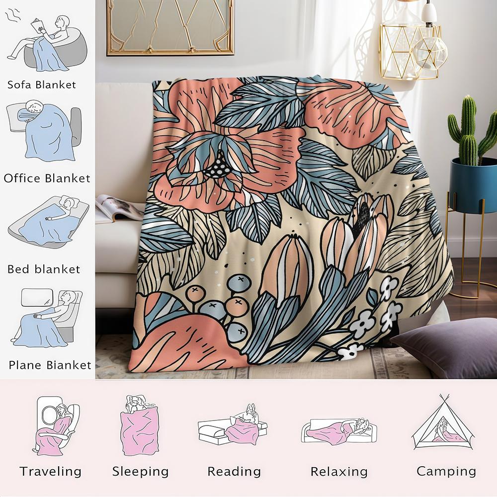Blossom Weave Flannel Blanket Warm Soft Halloween Christmas Couch Warm Cozy Decorative Decor Gift for All Season