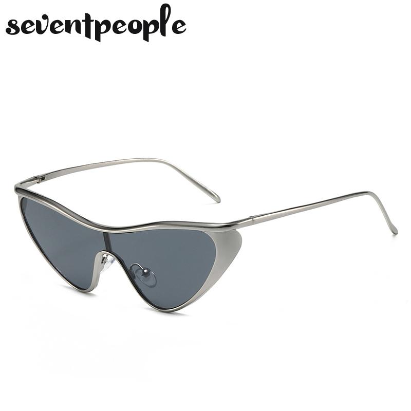 Y2K Punk Sexy Cat Eye Shield Sunglasses Women  Luxury Brand Vintage One-Piece Sun Glasses For Ladies Fashion Goggle Shades