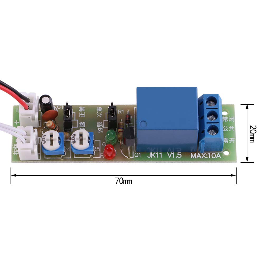Adjustable Times Switch Module DC 5V/12V/24V Delay On/Off Timer Delay Switch Module 6 Types Optional Time Delay(DC 12V 0-15mins)