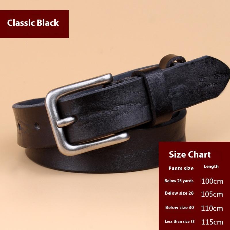Vintage Leather Belt Genuine Leather Denim Top Layer Cowhide Women's Belt Korean Style Casual Thin Pin Buckle Belt