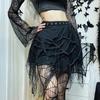 Stylish Punk All-Match Breathable Spider-Web Net Yarn Tassel Mini Skirt Party Garment Summer Skirt