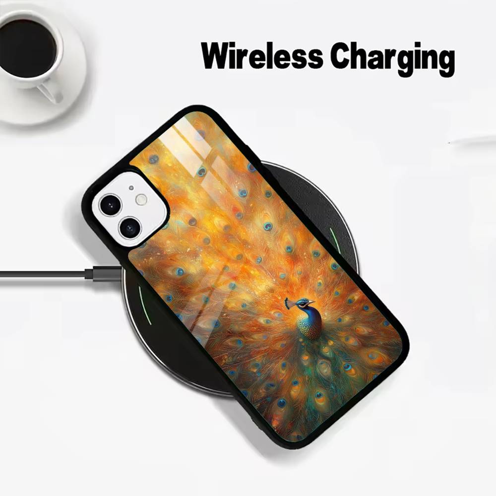 

Colorful peacock For IPhone17 16 15 14 13 12 11 Plus Pro Max Plus Wireless Charger Phone Case iPhone11ProMax