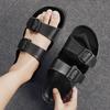 Men's Black Platform Slippers Summer Leather Sandals for Men Non-slip Beach Shoes Outdoor Eva Buckle Slippers Man Flat Sandals