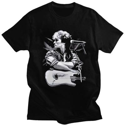 Custom Viktor Tsoi Guitar Tshirt for Men Short Sleeve Casual T Shirt Cool Rusian Rock Kino T-shirt Pure Cotton Tee Gift - Men...