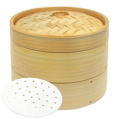 By a Cooking Handmade Bamboo Set of 2 Bodies and 1 Steamer Commercial Use Steamer with 50 Sheets of Paper Specifically for the Steamer Steamer 21cm In