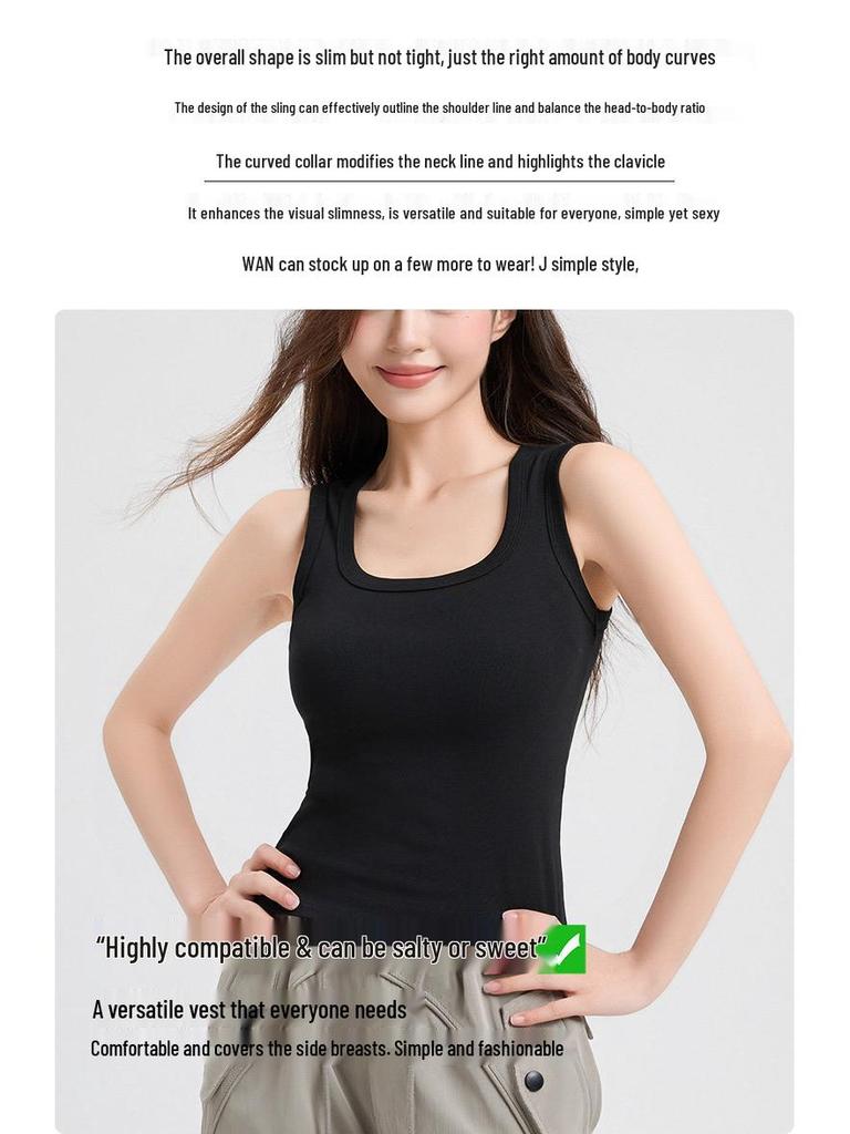 Canottiera da Donna con Schiena a Y Estate 2026: Cotone Puro, Spalline Larghe, Copertura Laterale del Seno, Gilet Versatile da Indossare Sopra