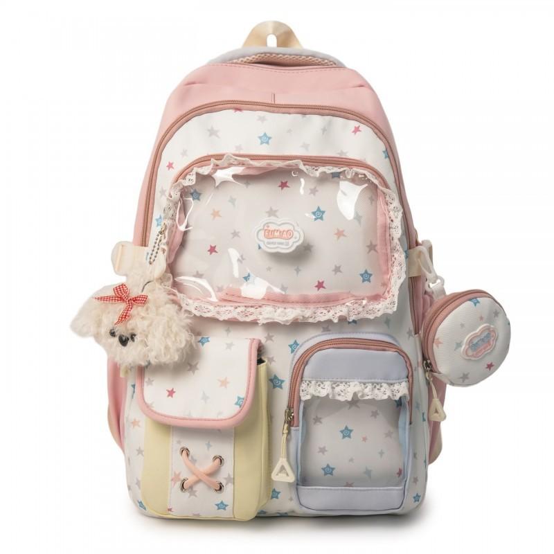 

Girl s Western-style Lace Backpack Women s 2026 New Style Contrasting Color Star Student Schoolbag Traveling