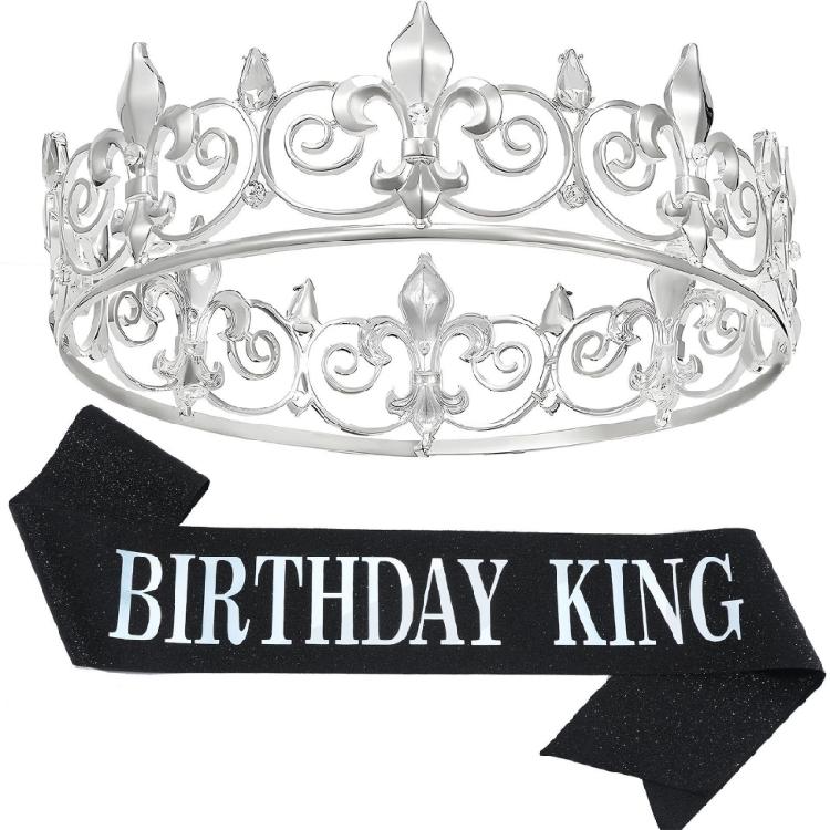 Men's Birthday Party Sash With Elegant Crown Glitter for Men To Stand Out King Headpiece Photo Props