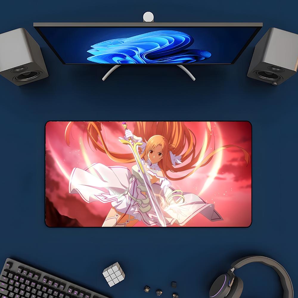 Anime Swword Art Oonline Asuna Mauspads Mousepad Großes Gaming-Mauspad LockEdge Verdickt Computer Tastatur Tisch Schreibtischmatte