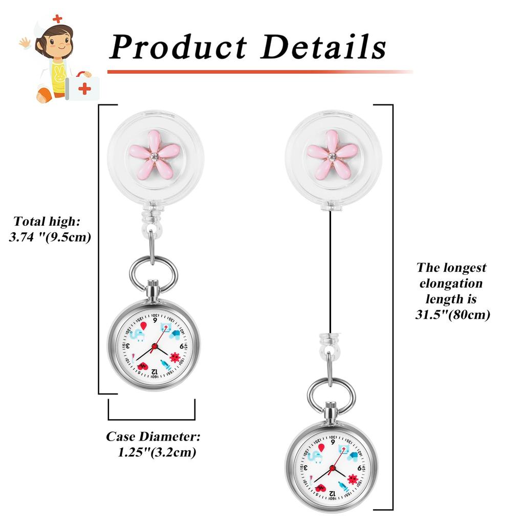Klips pielęgniarski Kwiat pielęgniarski Kieszeń kieszonkowa Kwarcowy Towary pielęgniarskie Idealny prezent dla pielęgniarek i nauczycielek w przedszkolu w Dniu Pielęgniarstwa Zegarek, Typ, Analogowy, Uroczy,