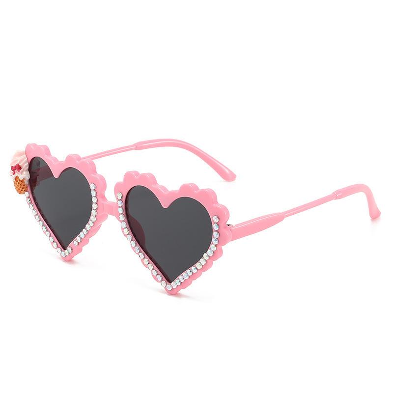 2026 Cute Ice Cream Kids Sunglasses Heart Frame UV Blocking Sweet Party Photo Props For Girls Children Birthday Gift KJ243