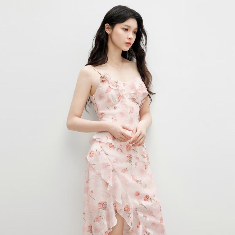 Qiushuiyiren 2025 Summer Floral Spaghetti Strap Dress