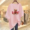 Women's Summer Bear Print Cotton T-Shirt - Korean Style, Loose Fit, Short Sleeve