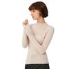 Women's Slim-Fit Long-Sleeve High-Collar Fine-Spun 100% Wool Base Layer Top